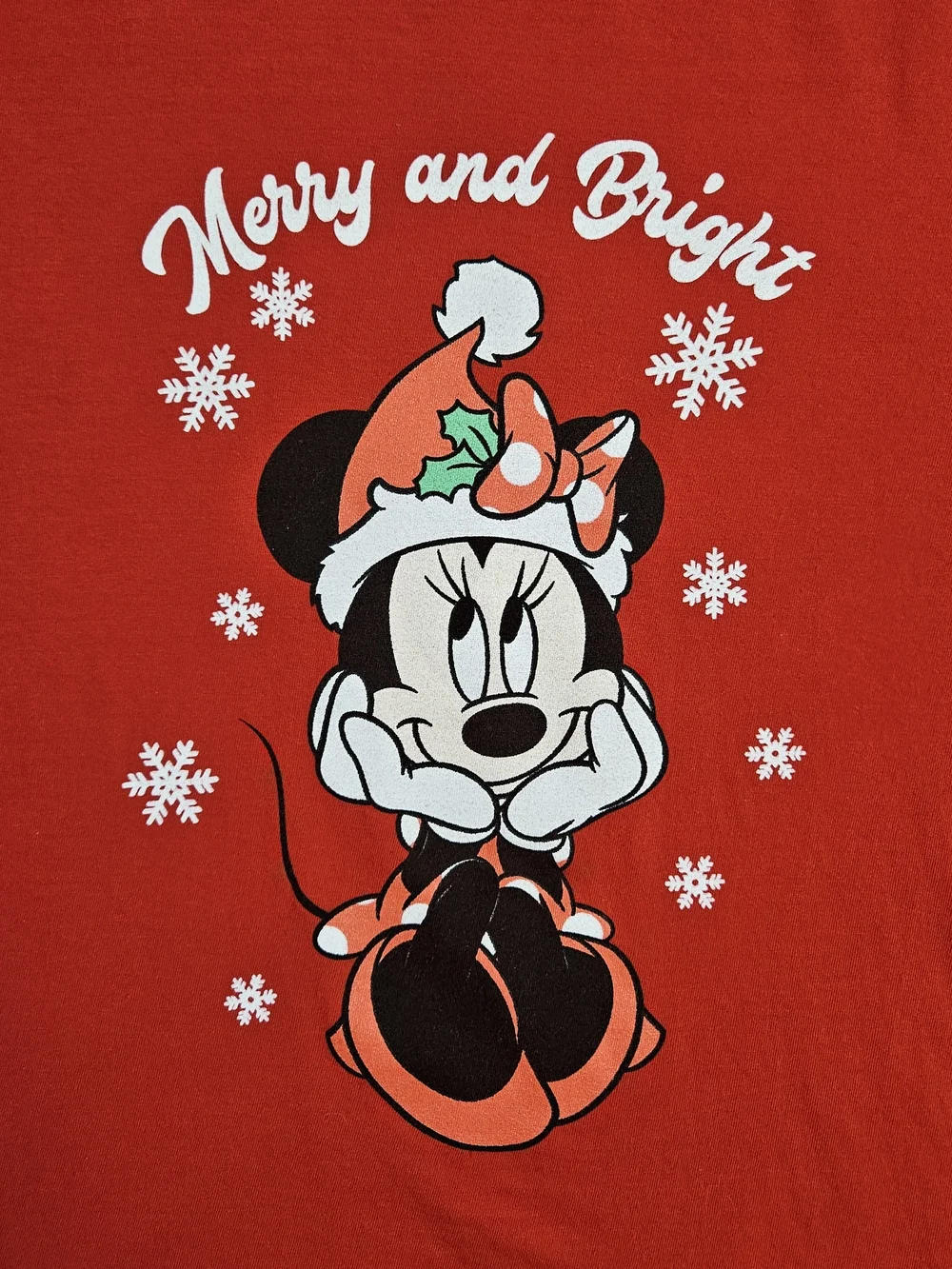 Disney Junior Minnie Mouse Merry & Bright Christmas Red Tee Size S